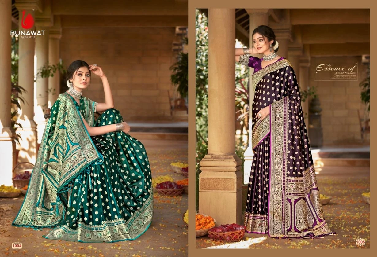 Bunawat Akshat Satin Silk Wholesale Sarees Catalog — Wholesale Sarees, MPA wholesale from Surat — view 3